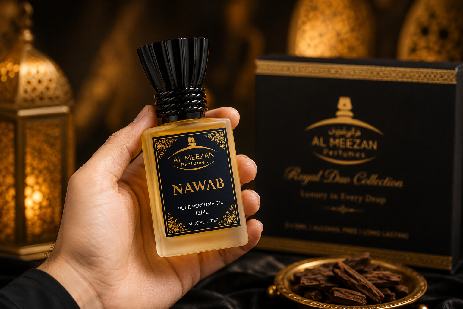 Al Meezan Perfumes Royal Duo Collection – Nawab & Aina Marziya | 2 × 12ML Premium Attar Combo | Alcohol-Free | Long Lasting Perfume Oil | Luxury Gift 